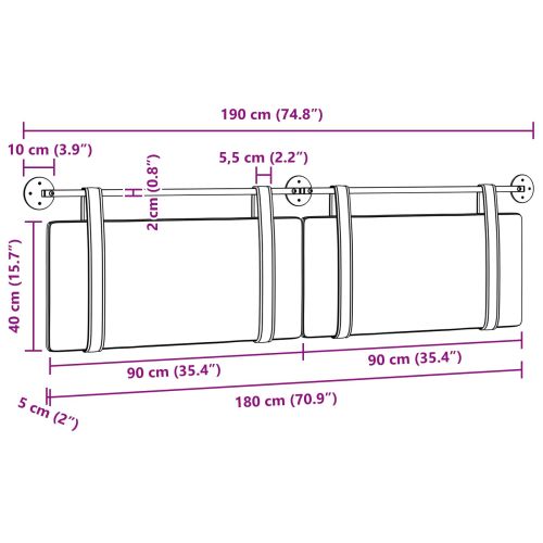 Висяща табла Едноцветен Синьо 190 x 55 x 5 см Антично PU