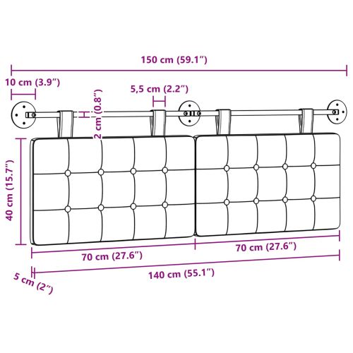 Висяща табла Светлосиво 150 x 55 x 5 см текстил