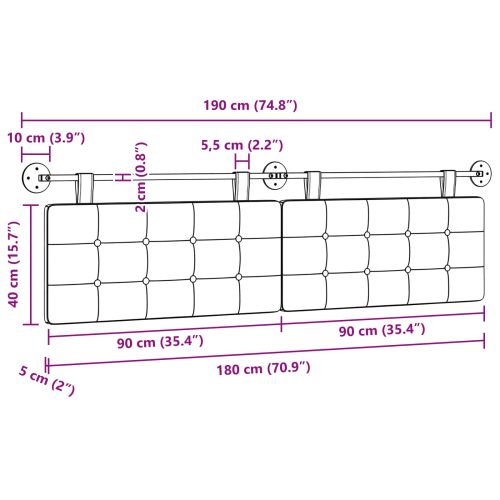 Висяща табла Облачно сиво 190 x 55 x 5 см текстил