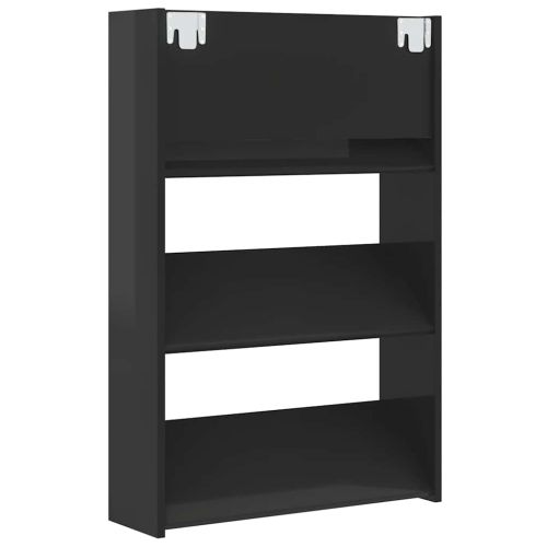 Шкафове за обувки 2 бр черен гланц 60x18x90 см инженерно дърво