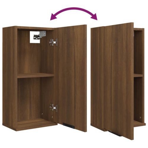 Шкаф за баня за стенен монтаж, кафяв дъб, 32x20x67 см