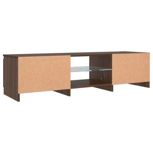 ТВ шкаф с LED осветление, кафяв дъб, 140x40x36 см