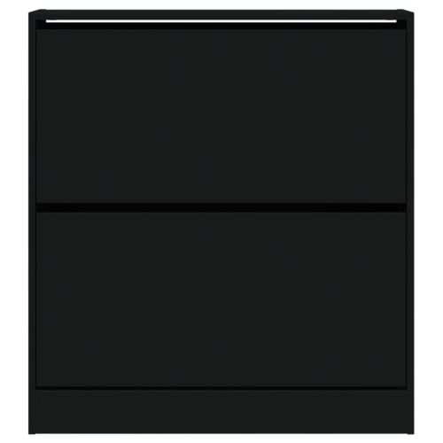 Шкаф за обувки, черен, 80x21x87,5 см, инженерно дърво