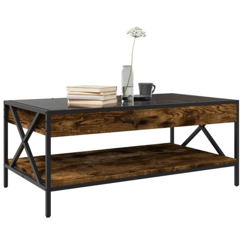 Маса за кафе с Infinity LED, опушен дъб, 90x50x38 см