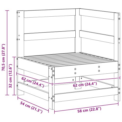 Градинен ъглов диван Масивна боровина Восъчен Кафяв