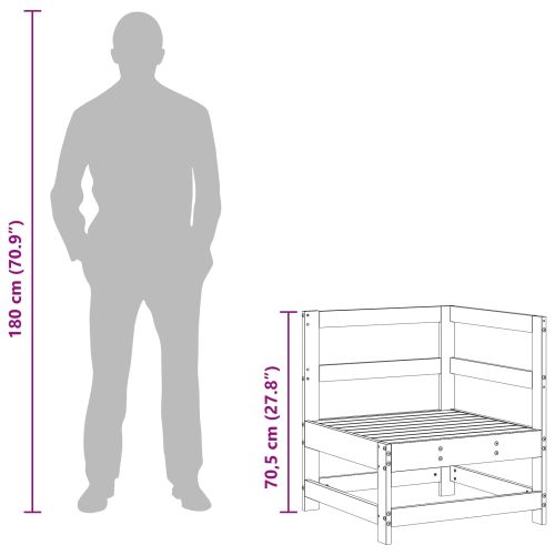 Градинен ъглов диван Масивна боровина Восъчен Кафяв