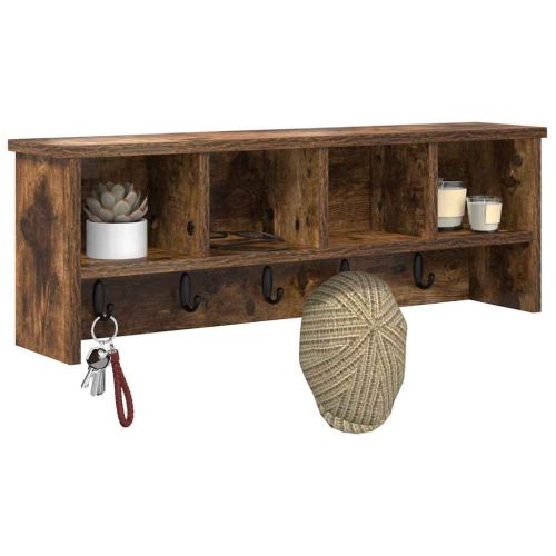 Стенен закачалка за палта с рафт Опушен дъб 75 x 16 x 26 см