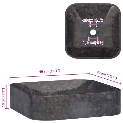 Черна мивка, 40x40x10 см, мрамор