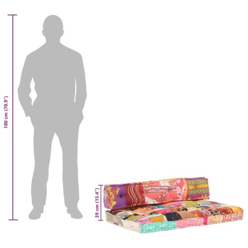 Палетна възглавница за диван, многоцветна, текстил, пачуърк