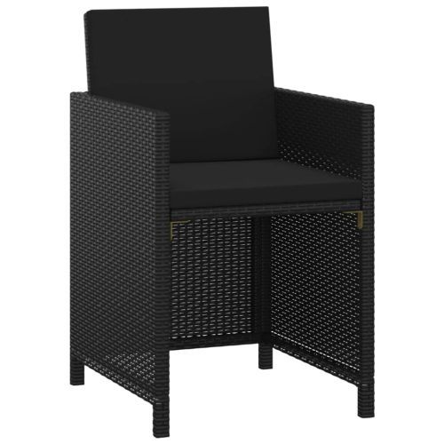 Градински комплект от 3 части с възглавници полиратан черен