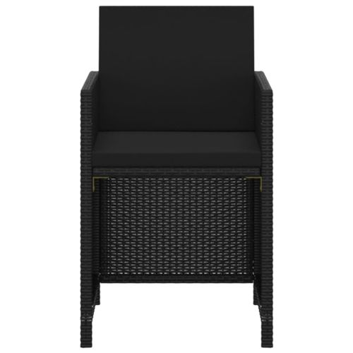 Градински комплект от 3 части с възглавници полиратан черен