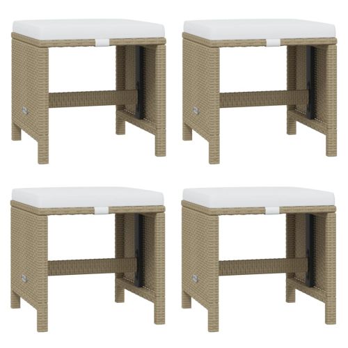 Градински комплект с възглавници, 11 части, полиратан, бежов