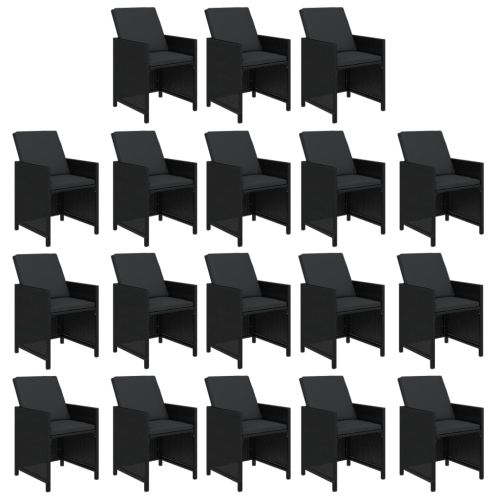 Градински комплект с възглавници 19 части полиратан черен