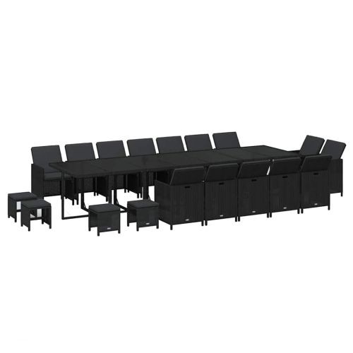 Градински комплект с възглавници 19 части полиратан черен