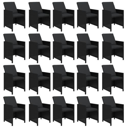 Градински комплект с възглавници 21 части полиратан черен