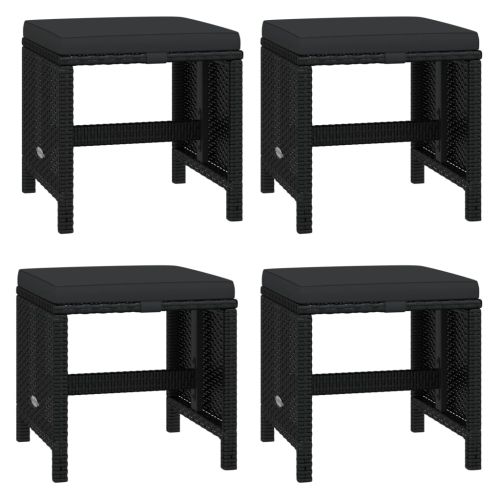 Градински комплект с възглавници 21 части полиратан черен