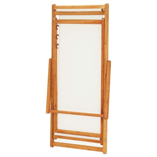 Сгъваем плажен стол, евкалиптово дърво и текстил, кремавобял