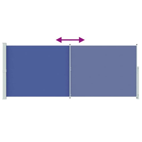 Прибираща се дворна странична тента, 200x500 см, синя