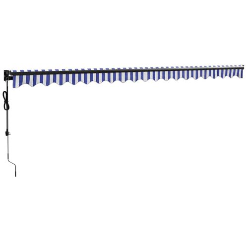 Автоматично прибираща се тента, синьо и бяло, 5x3 м