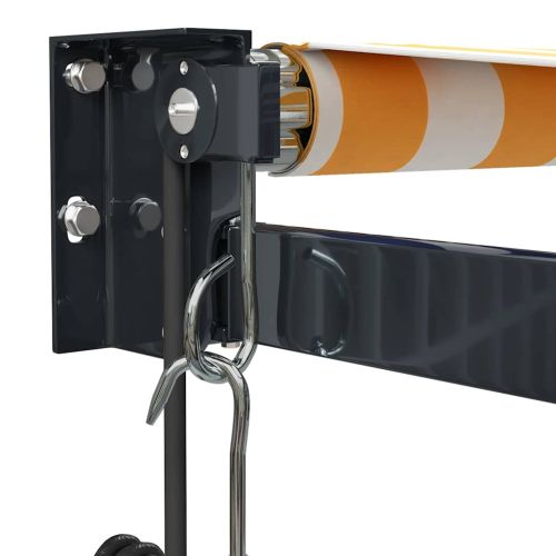 Автоматично прибираща се тента, жълто и бяло, 3,5x2,5 м