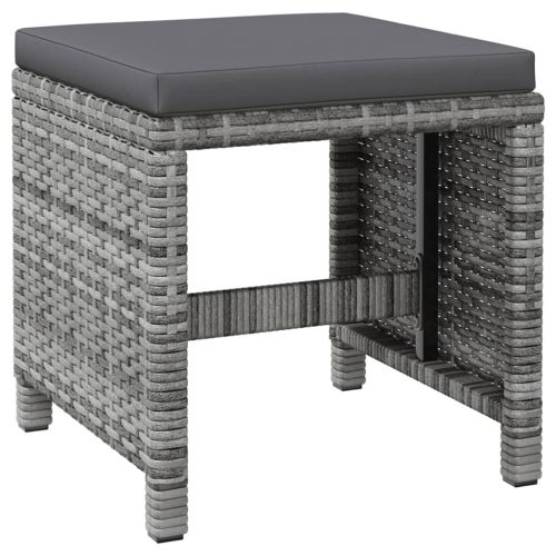 Комплект от 4 части градински стол и табуретка полиратан сив