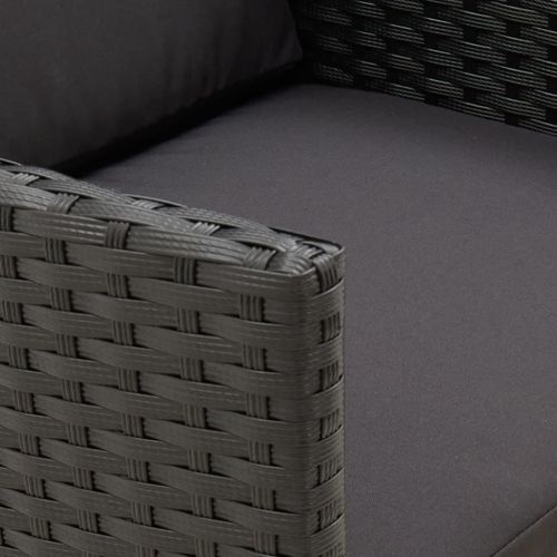 Градински столове с възглавници, 2 бр, полиратан, черни