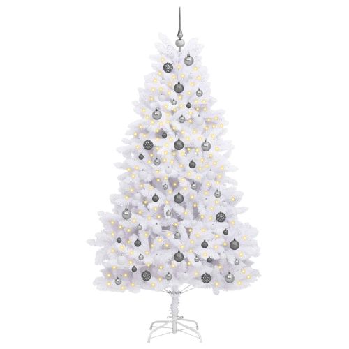 С изкуствено коледно дърво Бяло 106 x 106 x 210 см PVC и метал