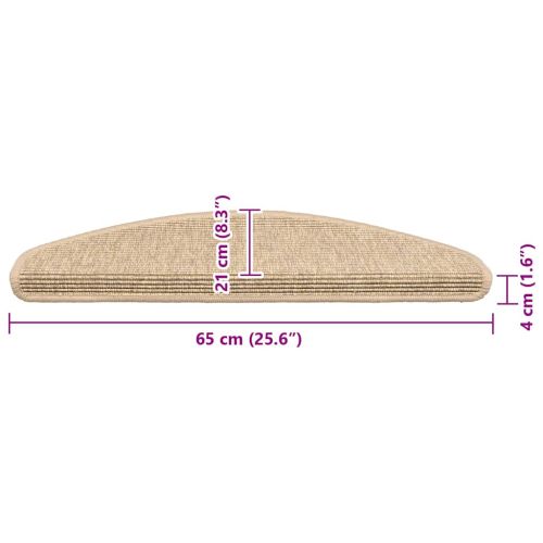 Изтривалки за стълби, 15 бр., 65x21x4 см, светлобежови, полукръгли, големи