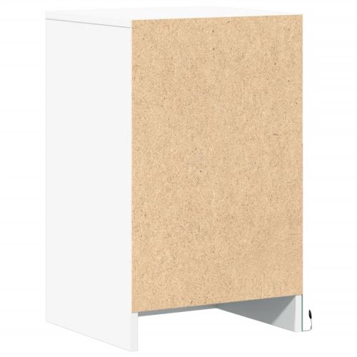 Нощни шкафчета с LED, 2 бр, бяло, инженерна дървесина