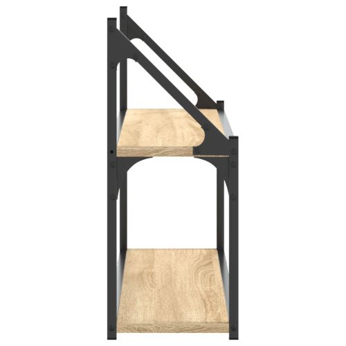 Стенен рафт на 2 нива сонома дъб 80x21x51 см инженерно дърво