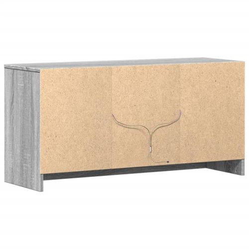 ТВ шкаф с LED, сив сонома, 100x34x50 см, инженерно дърво