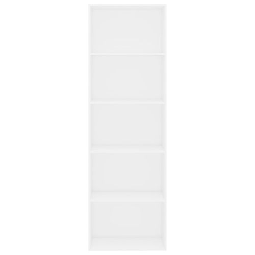5-етажна библиотека, бяла, 60x30x189 см, инженерно дърво