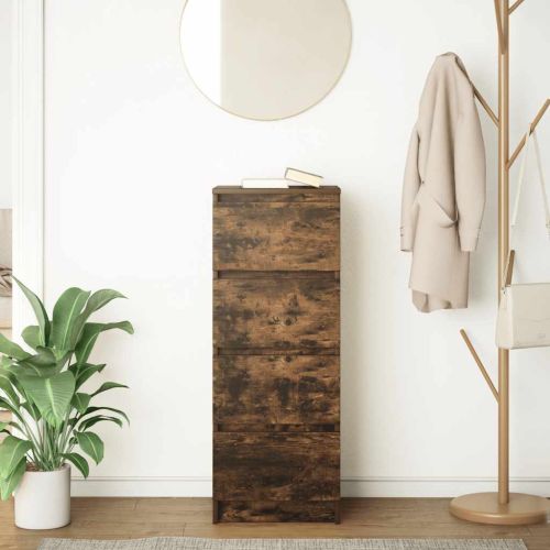 Сайдборд, опушен дъб, 37,5x35x99 см, инженерно дърво