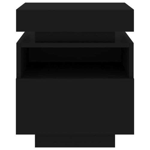 Нощно шкафче с LED осветление, черно, 40x39x48,5 см