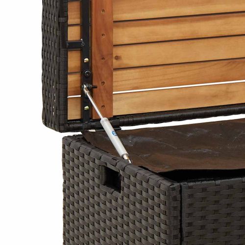 Пейка за съхранение черна 100x50x52 см полиратан и акация