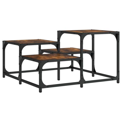 Кафе маса, опушен дъб, 68x68x40 см, инженерно дърво