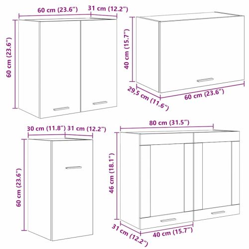 Комплект кухненски шкафове с чекмедже Lyon 8 pcs Опушен дъб