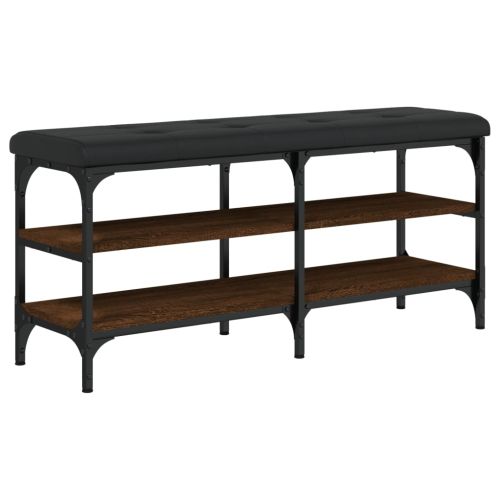 Пейка за обувки, кафяв дъб, 102x32x47 см, инженерно дърво