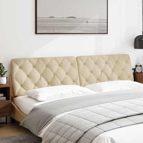 Мека табла за легло, кремава, 200 см, плат