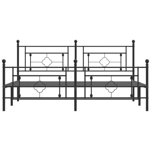 Метална рамка за легло, без матрак, с табли, черна, 180x200 см