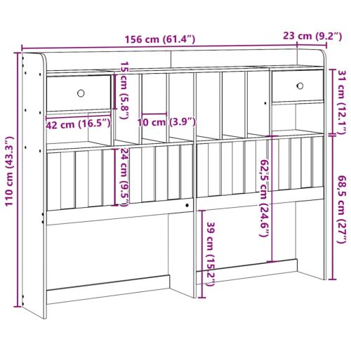 Горна табла с място за съхранение, 150 см, масивно дърво бор