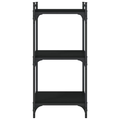Библиотека 3 рафта черна 40x30x86 см инженерно дърво