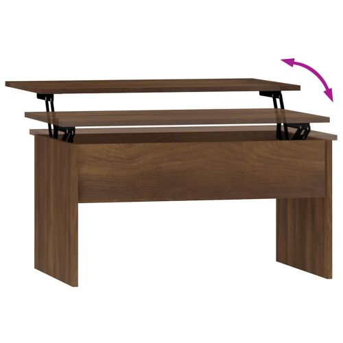 Кафе маса, кафяв дъб, 80x50,5x41,5 см, инженерно дърво