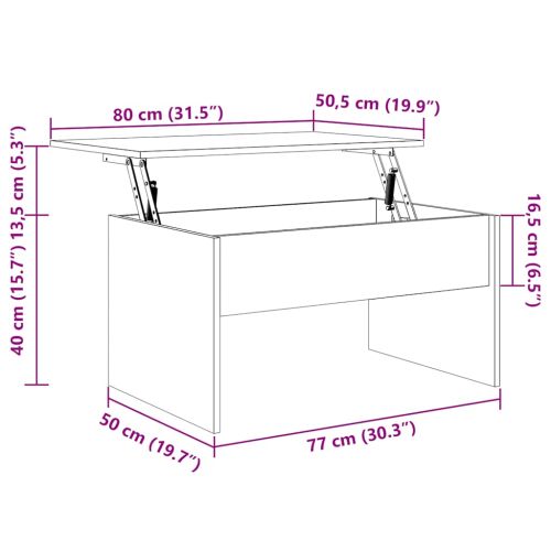 Кафе маса, кафяв дъб, 80x50,5x41,5 см, инженерно дърво