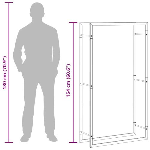 Стойка за дърва за огрев, 80x28x154 см, неръждаема стомана