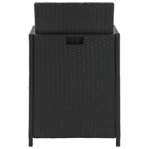 Градински комплект с възглавници, 11 части, полиратан, черен