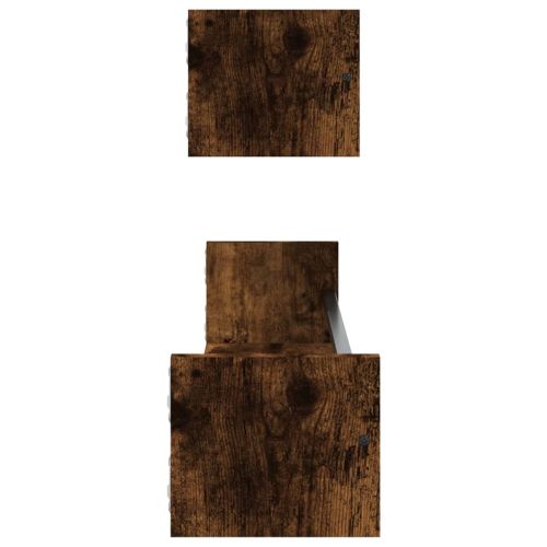 Стенни рафтове с пръти 2 бр опушен дъб 80x16x14 см