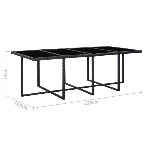 Градински комплект с възглавници, 13 части, полиратан, черен