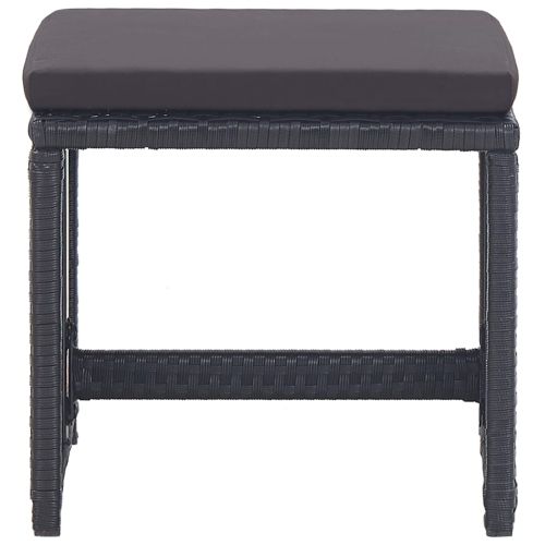 Градински комплект с възглавници, 17 части, полиратан, черен