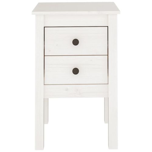 Нощни шкафчета, 2 бр, бели, 40x35x61,5 см, борово дърво масив